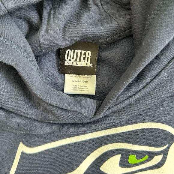 Kids Navy Blue Cotton Blend Seattle Seahawks NFL Hoodie - Picture 3 of 5